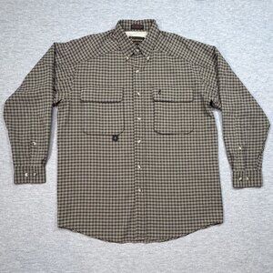 Browning Mens Brown Plaid Button Down Shirt Long Sleeve RBO Travel Gear Size Lg